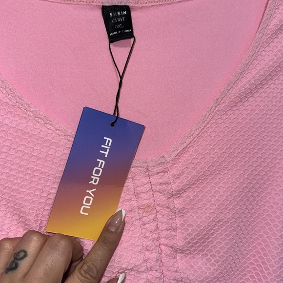 SHEIN SXY -Pink Ruched Drawstring Flounce Sleeve Bodycon Dress size XL NWT - Picture 7 of 11